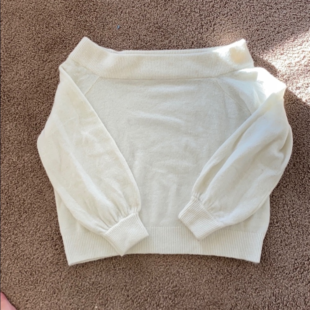Off The Shoulder White Sweater